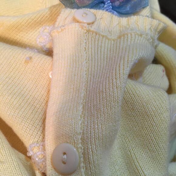 Berek Yellow Butterfly Ribbon & Bead Embellished Cardigan Sweater XL - Picture 8 of 12